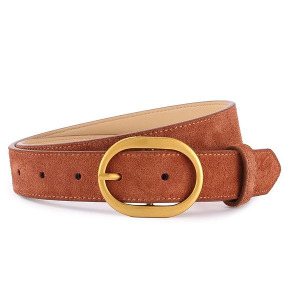 Women's Suede Belt Casual Genuine Leather Jeans Belts Gold Buckle Elegant🐋 - Picture 1 of 6